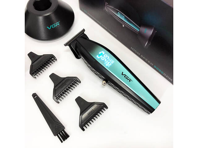 Машинка для стрижки волосся з потужним мотором XPRO VGR V-992 GREEN з насадками 1-2-3 мм - Фото 2