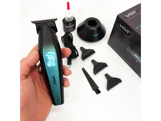 Машинка для стрижки волосся з потужним мотором XPRO VGR V-992 GREEN з насадками 1-2-3 мм - Фото 7