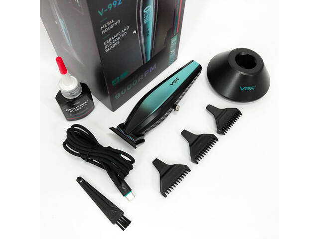 Машинка для стрижки волосся з потужним мотором XPRO VGR V-992 GREEN з насадками 1-2-3 мм - Фото 9