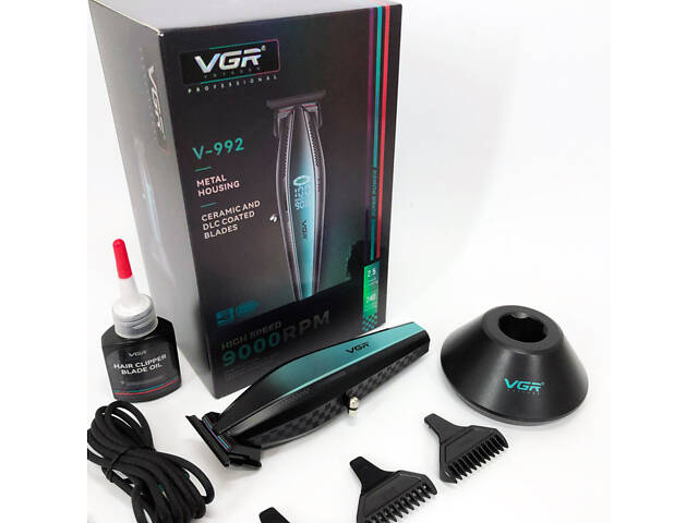 Машинка для стрижки волосся з потужним мотором XPRO VGR V-992 GREEN з насадками 1-2-3 мм - Фото 12