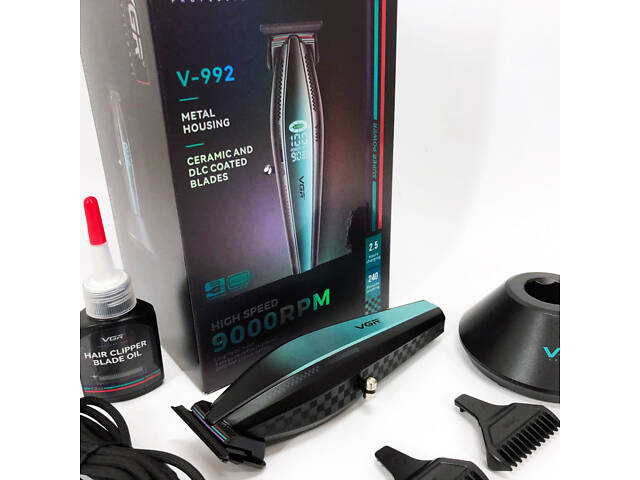 Машинка для стрижки волосся з потужним мотором XPRO VGR V-992 GREEN з насадками 1-2-3 мм - Фото 13