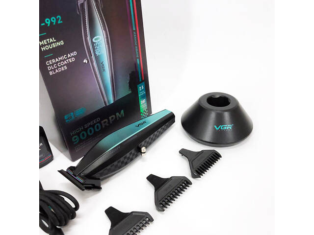 Машинка для стрижки волосся з потужним мотором XPRO VGR V-992 GREEN з насадками 1-2-3 мм - Фото 14