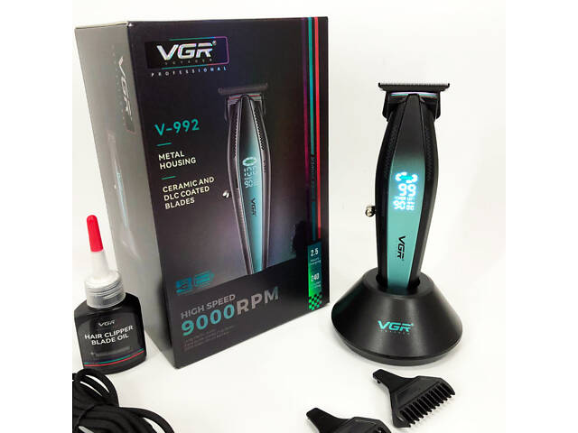 Машинка для стрижки волосся з потужним мотором XPRO VGR V-992 GREEN з насадками 1-2-3 мм - Фото 16