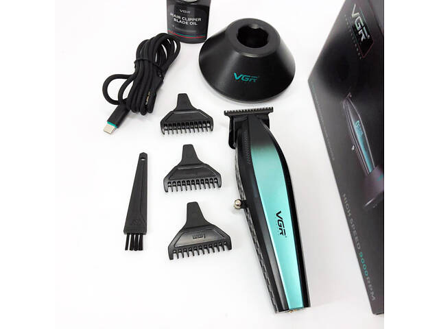 Машинка для стрижки волосся з потужним мотором XPRO VGR V-992 GREEN з насадками 1-2-3 мм - Фото 20