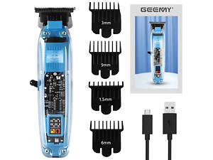 Машинка для стрижки волосся і бороди + 4 насадки, від USB, GEEMY GM8007