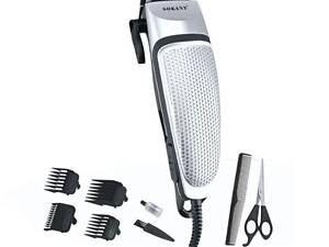 Машинка для стрижки волос Sokany SK-4643 электрическая универсальная 4 насадки Серебристая