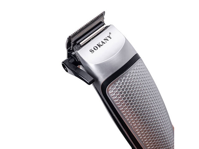 Машинка для стрижки волос Sokany SK-4643 электрическая универсальная 4 насадки Серебристая - Фото 4