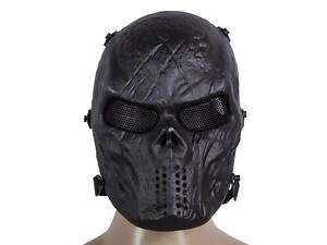 Маска для страйкбола череп RESTEQ, черная, универсальный размер, пейнтбол, спорт, экстрим