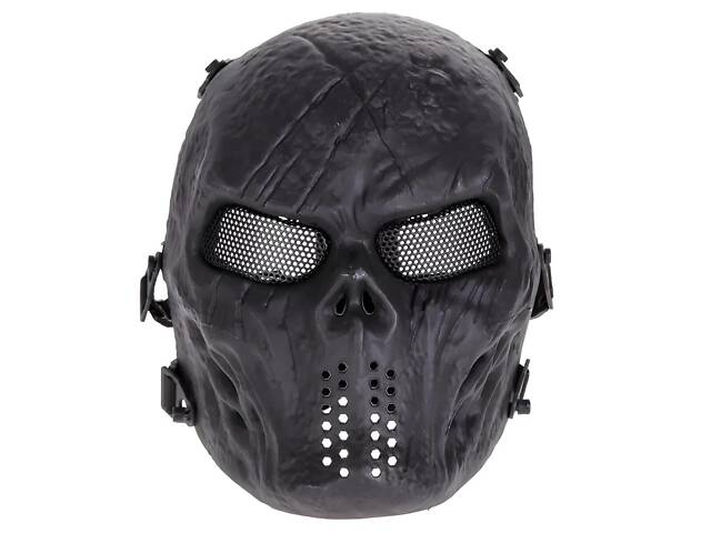 Маска для страйкбола череп RESTEQ, черная, универсальный размер, пейнтбол, спорт, экстрим - Фото 3
