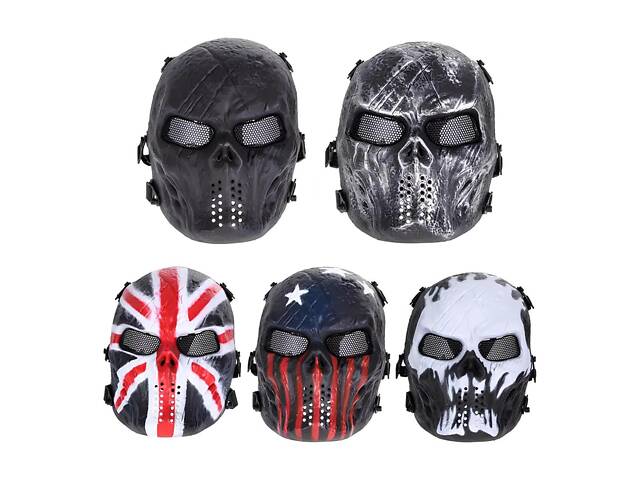 Маска для страйкбола череп RESTEQ, черная, универсальный размер, пейнтбол, спорт, экстрим - Фото 4