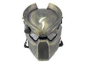 Маска Хищник RESTEQ бронзовая для страйкбола и пейнтбола — с инфракрасным лазером и LED-подсветкой