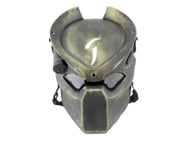 Маска Хижак RESTEQ бронзова для страйкболу та пейнтболу — з інфрачервоним лазером і LED-підсвіткою - Фото 1
