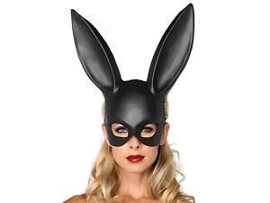 Маска кролика PlayBoy RESTEQ 36 см — черная матовая костюмная маска для вечеринок, косплея и Хэллоуина