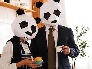 Маска панды RESTEQ из картона — 3D-маска для взрослых, бумажная панда для ручной сборки своими руками