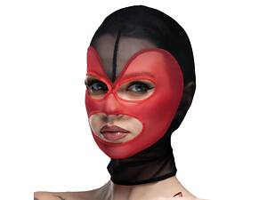 Маска сердце сетка с открытым ртом и глазами Feral Feelings Hearts Mask Black-Red