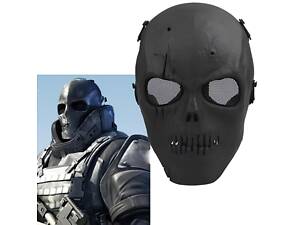 Маска-шлем в форме черепа черная — защитная маска для страйкбола, езды на мотоцикле, косплея, Хэллоуина и тематических м