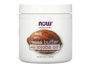 Масло какао с маслом жожоба (Cocoa Butter, Jojoba Oil), Now Foods, Solutions, 184 мл