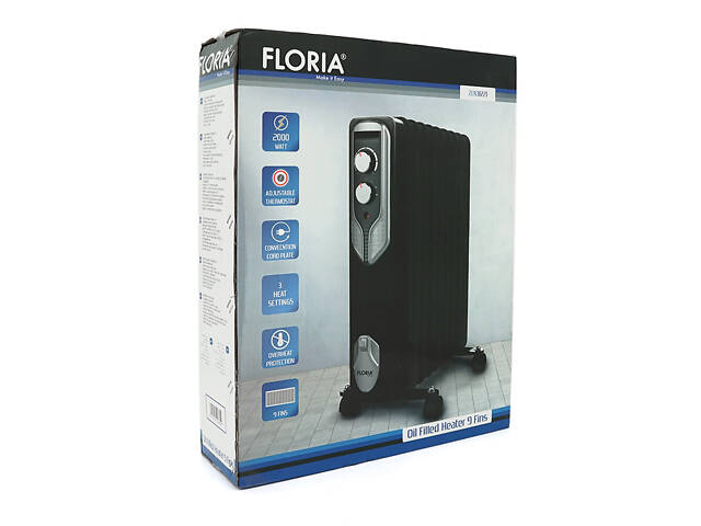 Масляный обогреватель FLORIA ZLN3659, 2000Вт, 3 режима 800/1200/2000Вт, Box - Фото 2