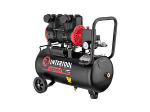 Масляний повітряний компресор INTERTOOL PT-0029 : 24л, 1,1кВт, 8бар, 200 л/хв, безсмасляний, 2 циліндра