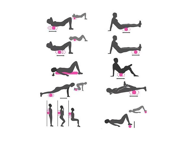 Масажний ролик для йоги та фітнесу, колір рожевий - Фото 2