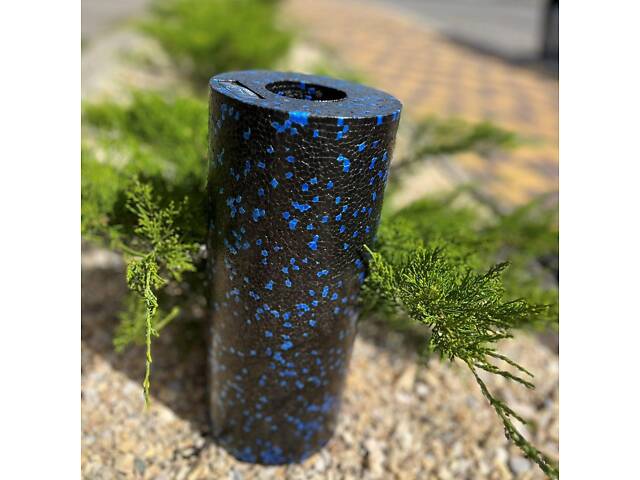 Масажний ролик (роллер) гладкий PowerPlay PP-4347 EPP Foam Roller Чорно/Синій (33x14см.) - Фото 4