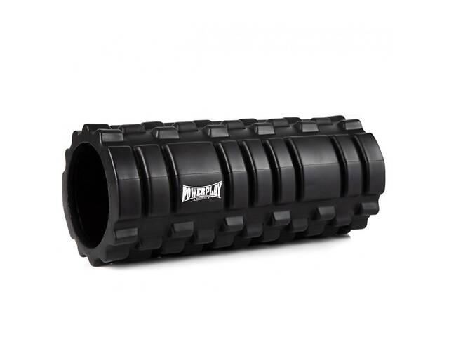 Масажний ролик (роллер) PowerPlay 4025 Massage Roller Чорний (33x14см.) - Фото 1