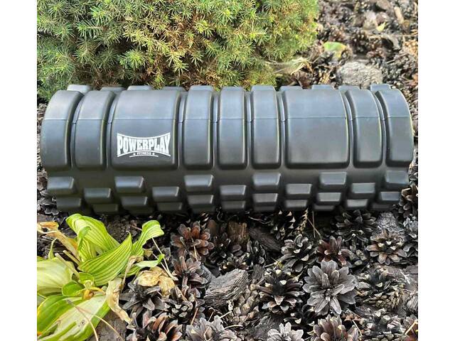 Масажний ролик (роллер) PowerPlay 4025 Massage Roller Чорний (33x14см.) - Фото 8