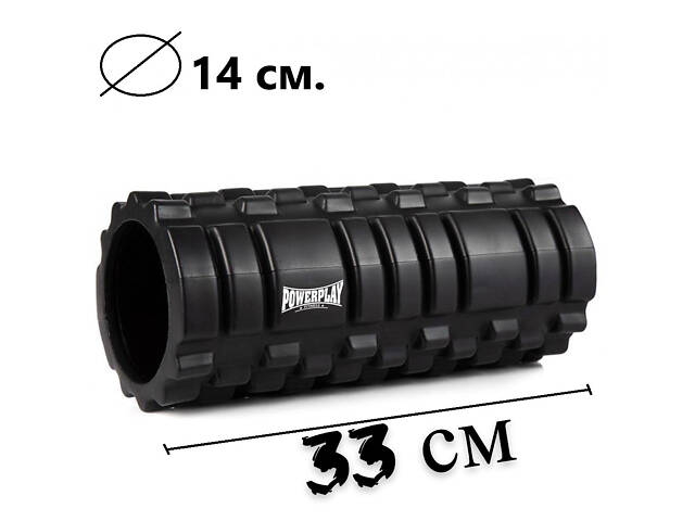 Масажний ролик (роллер) PowerPlay 4025 Massage Roller Чорний (33x14см.) - Фото 10