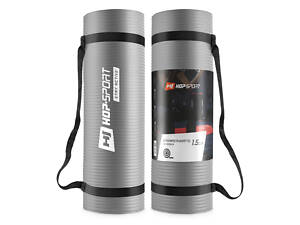 Мат для фітнесу та йоги Hop-Sport HS-N015GM 1,5см сірий