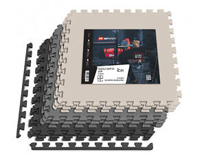 Мат-пазл Hop-Sport EVA 1см HS-A010PM - 9 частин чорний/білий/сірий