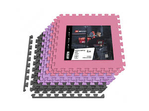 Мат-пазл Hop-Sport EVA 1см HS-A010PM - 9 частин сірий/фіолетовий/рожевий