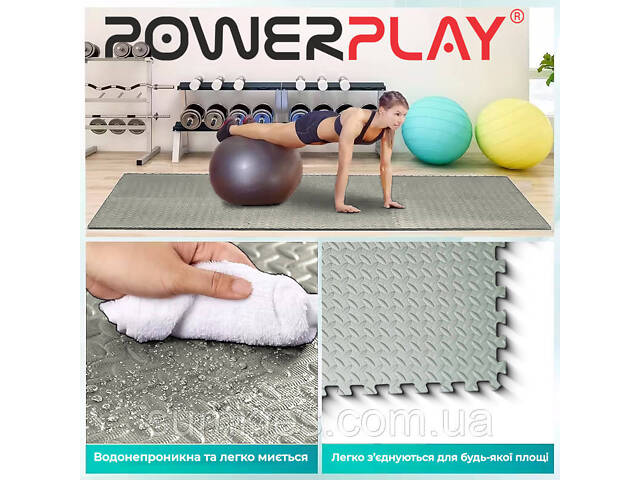 Мат-пазл (ластівчин хвіст) PowerPlay PP_4414 EVA Puzzle Mat 120x120x1.2 cм Оливковий - Фото 3