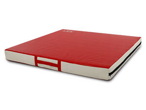 Мат спортивный гимнастический в чехле из PVC размер 1x1м x10см UR LEV LV-1810, поролон, размер 1x1м x10см, красный-белый