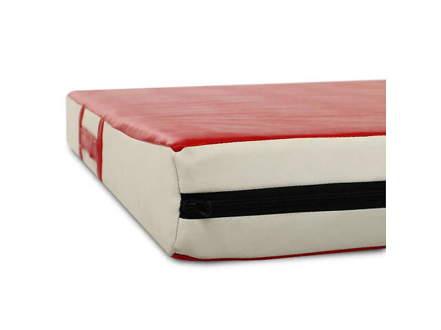 Мат спортивный гимнастический в чехле из PVC размер 1x1м x10см UR LEV LV-1810, поролон, размер 1x1м x10см, красный-белый - Фото 2