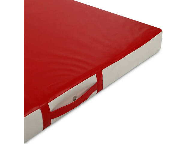 Мат спортивный гимнастический в чехле из PVC размер 1x1м x10см UR LEV LV-1810, поролон, размер 1x1м x10см, красный-белый - Фото 3