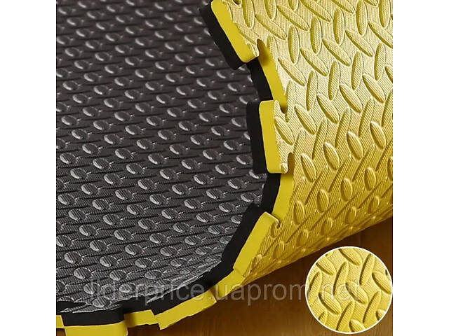 Мат татамі ластівчин хвіст WCG EVA 1000х1000х30мм Мат-пазл чорно-жовтий, Оригінал! - Фото 1
