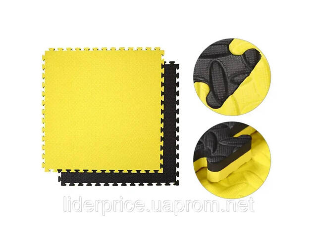 Мат татамі ластівчин хвіст WCG EVA 1000х1000х30мм Мат-пазл чорно-жовтий, Оригінал! - Фото 2
