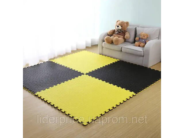 Мат татамі ластівчин хвіст WCG EVA 1000х1000х30мм Мат-пазл чорно-жовтий, Оригінал! - Фото 4