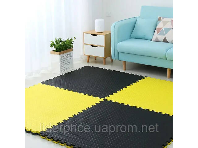 Мат татамі ластівчин хвіст WCG EVA 1000х1000х30мм Мат-пазл чорно-жовтий, Оригінал! - Фото 7