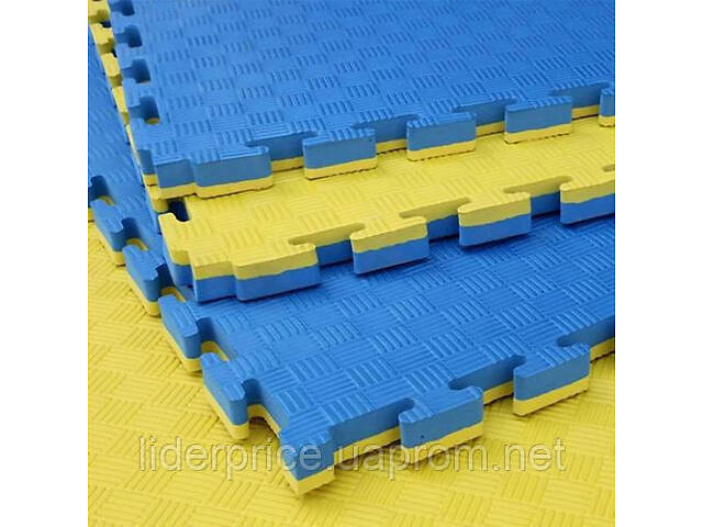 Мат-татамі (Мат-пазл ластівчин хвіст) WCG EVA 100х100х3 cm Синьо-жовтий, Оригінал! - Фото 3