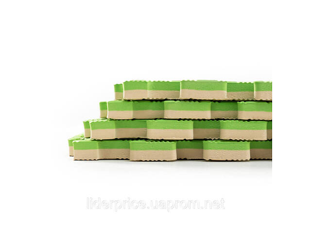 Мат-татамі (Мат-пазл ластівчин хвіст) WCG EVA 100х100х2 cm Зелено-бежевий, Оригінал! - Фото 2