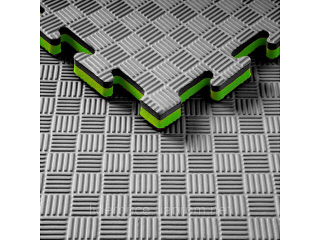 Мат-татамі (Мат-пазл ластівчин хвіст) WCG EVA 100х100х2 cm чорно-зелений, Оригінал! - Фото 5
