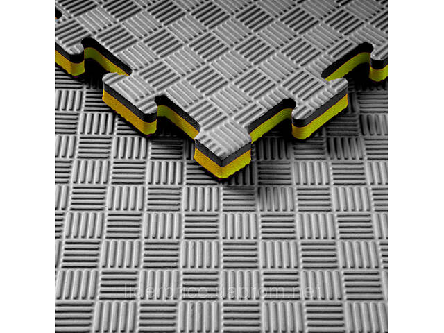 Мат-татамі (Мат-пазл ластівчин хвіст) WCG EVA 100х100х2 cm чорно-жовті, Оригінал! - Фото 6