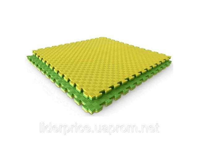Мат-татамі (Мат-пазл ластівчин хвіст) WCG EVA 100х100х2 cm Зелено-жовтий, Оригінал! - Фото 2