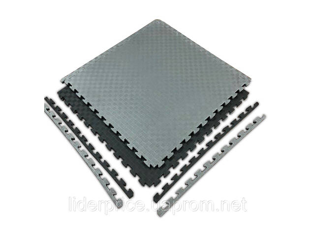 Мат-татамі (Мат-пазл ластівчин хвіст) WCG EVA 100х100х3 cm Синьо-жовтий, Оригінал! черно-серый - Фото 3