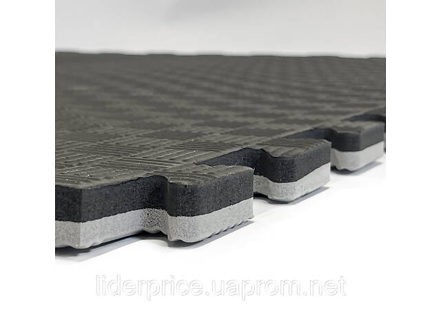 Мат-татамі (Мат-пазл ластівчин хвіст) WCG EVA 100х100х3 cm Синьо-жовтий, Оригінал! черно-серый - Фото 5