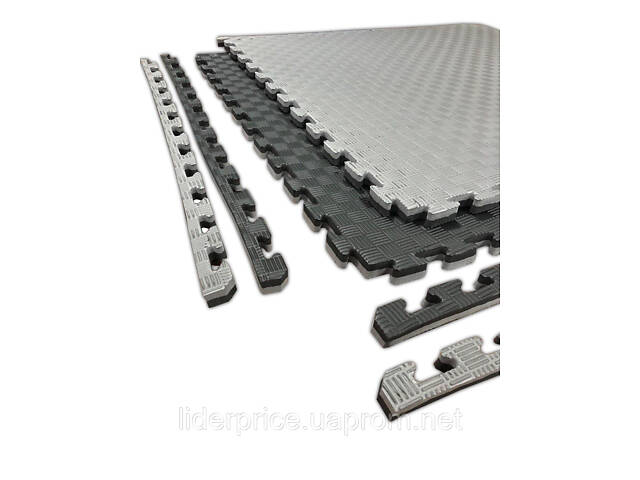 Мат-татамі (Мат-пазл ластівчин хвіст) WCG EVA 100х100х3 cm Синьо-жовтий, Оригінал! черно-серый - Фото 6