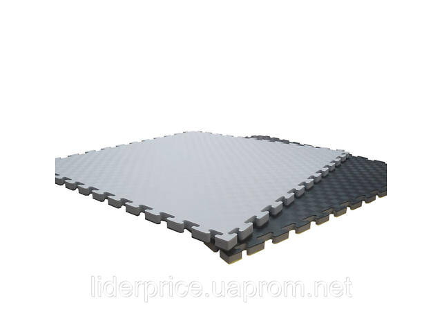 Мат-татамі (Мат-пазл ластівчин хвіст) WCG EVA 100х100х3 cm Синьо-жовтий, Оригінал! черно-серый - Фото 7