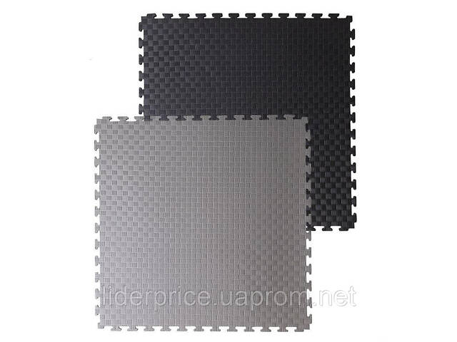 Мат-татамі (Мат-пазл ластівчин хвіст) WCG EVA 100х100х3 cm Синьо-жовтий, Оригінал! черно-серый - Фото 8