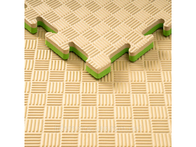 Мат-татамі (Мат-пазл ластівчин хвіст) WCG EVA 100х100х2 cm Синьо-жовтий, Оригінал! бежево-зелений - Фото 6